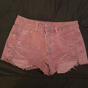 American Eagle Distressed Pink Short Shorts Denim size 6